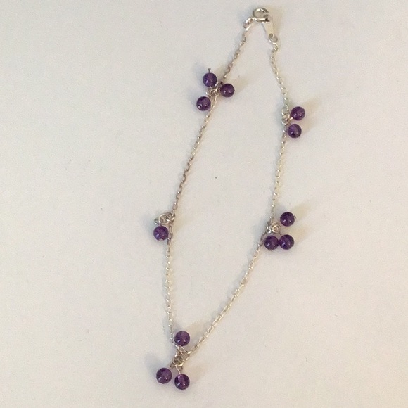 Sterling Silver Amethyst Anklet - Picture 2 of 7